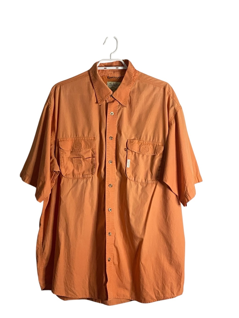 Cabela's Men’s Tall Orange Short Sleeve Hiking Outdoors Button-Down Shirt